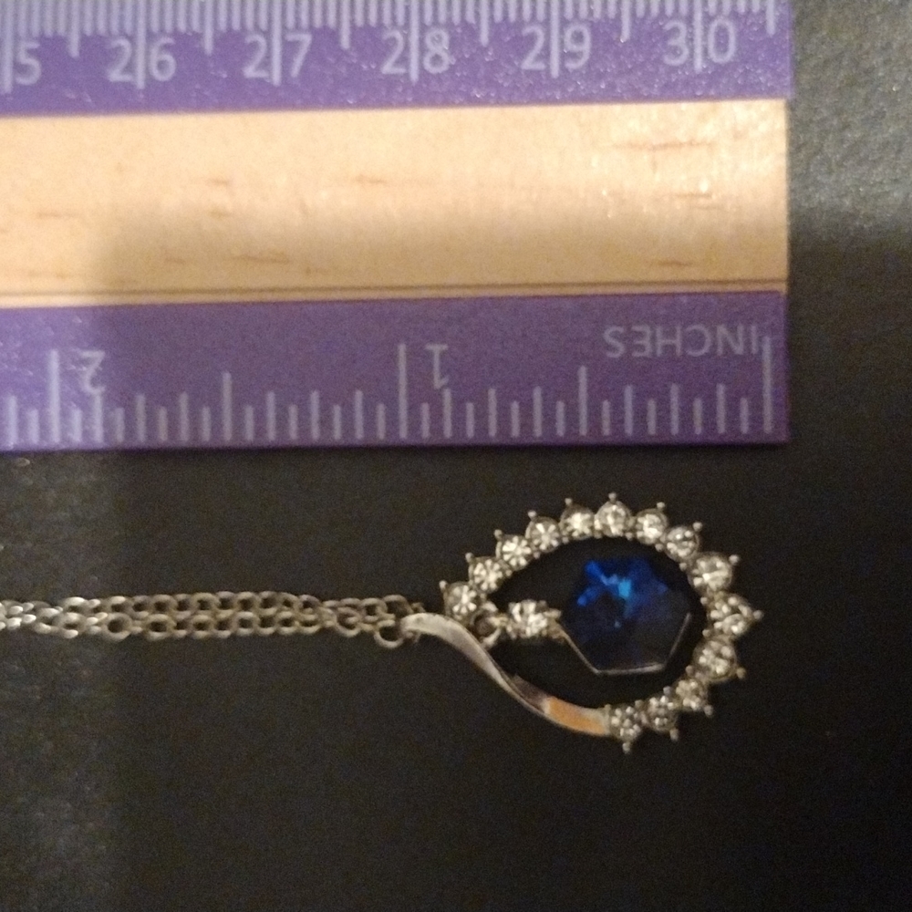 Floating Blue Topaz Rhinestone necklace - Picture 5 of 7